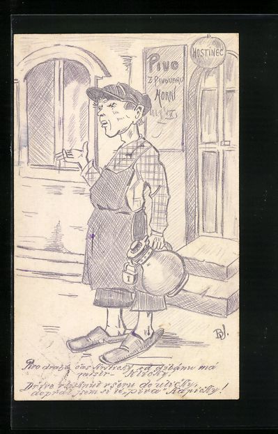Cartoline postali: Handgemalt: Restaurantbesitzer mit versc – Usato da Berlin venduto da bartko-reher