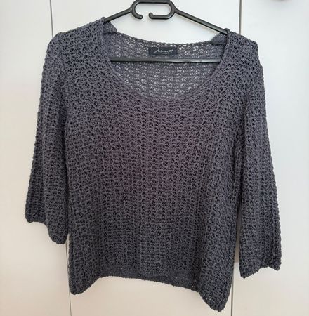 Damen Strickpullover John P. grau Netzoptik