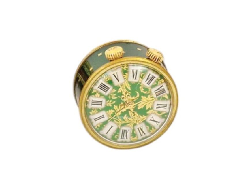 Sveglie: Beautiful small round table clock Enamelled decoration – Usato da Morges venduto da 4WLS 1