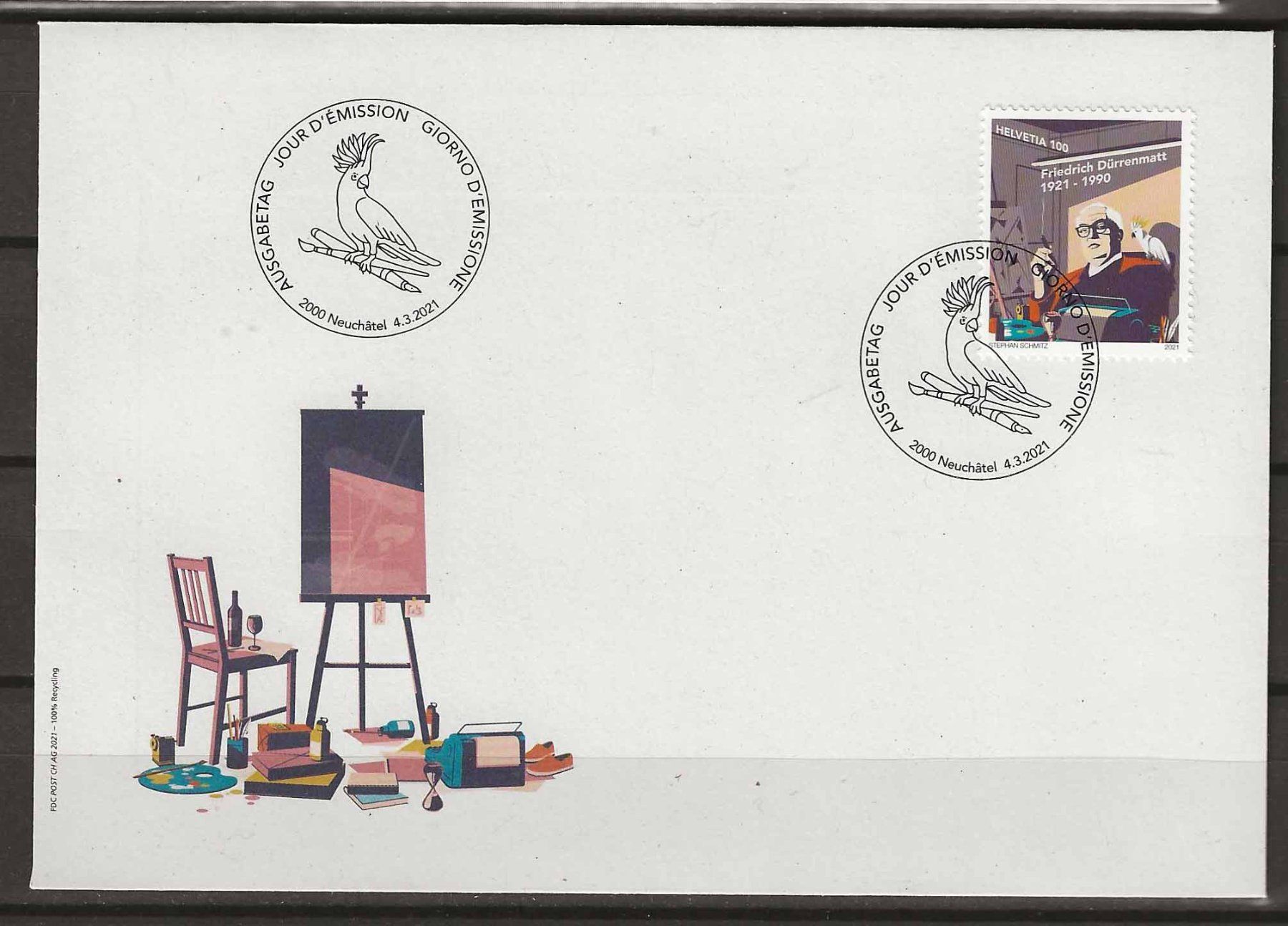 Tutti i francobolli: F1815 - FDC 100 ans Dürrenmat – Usato da Trélex venduto da Phil_Albert