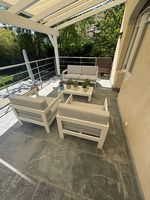 Salon extérieur alu blanc | canapé+2 fauteuils+table basse