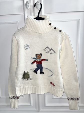 Ralph Lauren girls bear intarsia rollneck sweater 6 7 8 10 Y