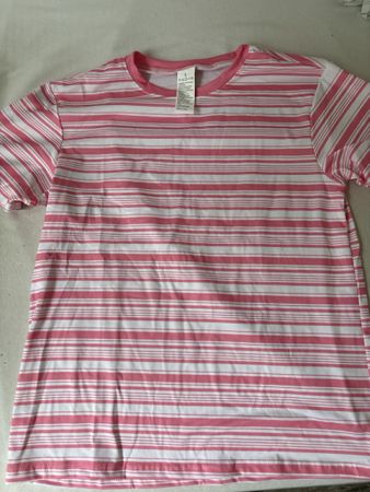 T-Shirt gestreift pink weiss Grösse L neu