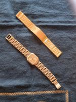 Elegante Damen/Herren Uhr, vergoldet plus Uhrenband.