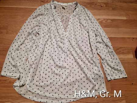 Bluse von H&M, weiss gepunktet, Gr. M
