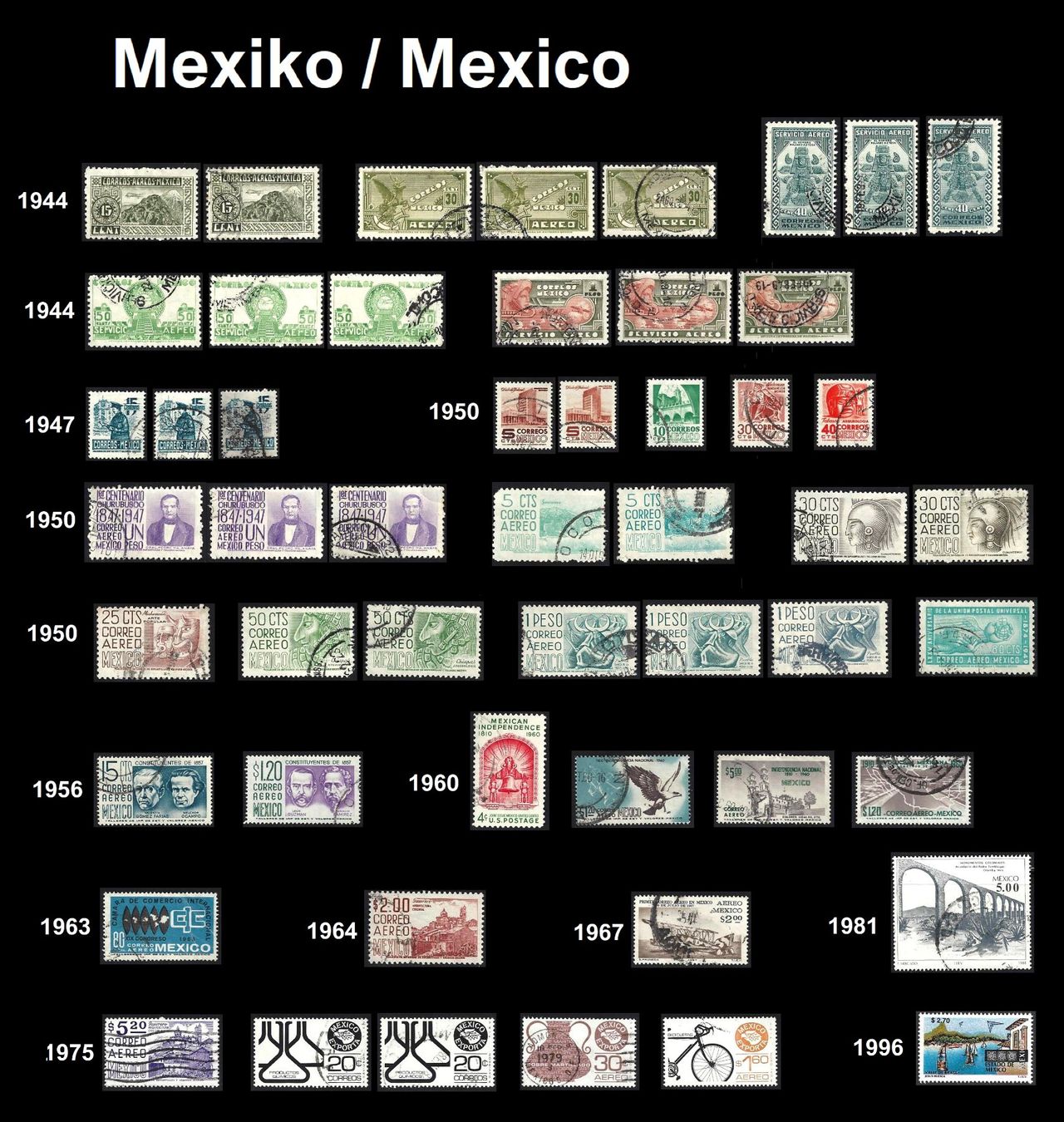 Tutti i francobolli: Mexiko / Mexico 1944 - 1996 – Usato da Baar venduto da W47