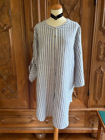 Kleid – Tunika Gr. 5XL  Farbe: Denim-Blau + Weiß  wie NEU