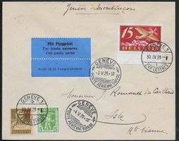 1929 Flug Brief Genève - MONTLUCON RF29.1e hochwertig ab 1.-