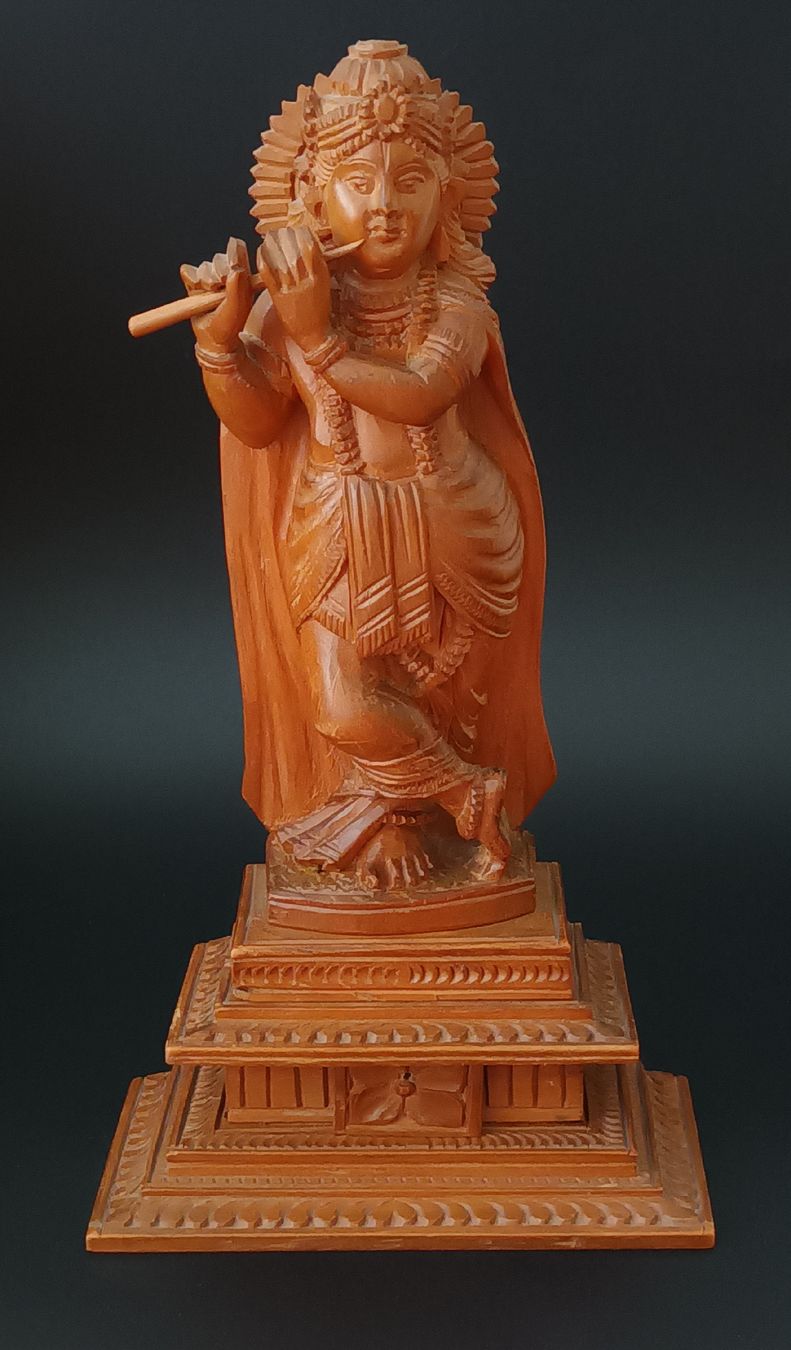 Figuren: Handgeschnitzte Krishna Holzfigur mit Flöte  – Gebraucht aus Allenwinden von pro_nmg9