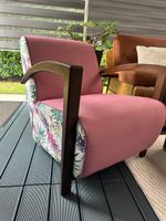 Fauteuil vintage rose poudré