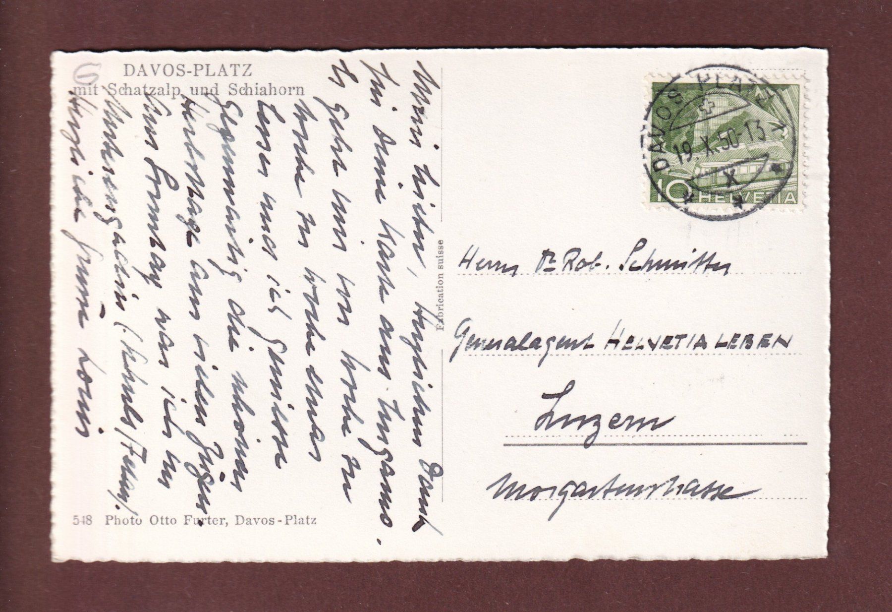 Cartoline postali: DAVOS-PLATZ - 1950 – Usato da Pully venduto da nicecards 1