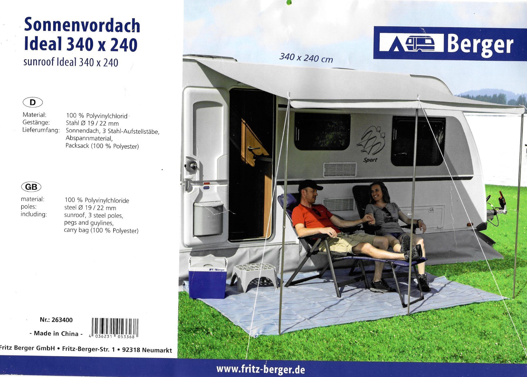 Camping Sonnensegel grau ca. 240 x 350 cm (Gebraucht) in Aeschi b. Spiez  fr CHF 50  mit Lieferung auf Ricardo kaufen