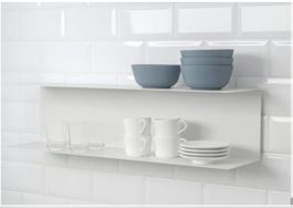 Wandregal 80x20 cm, weiss, Metall, Neu