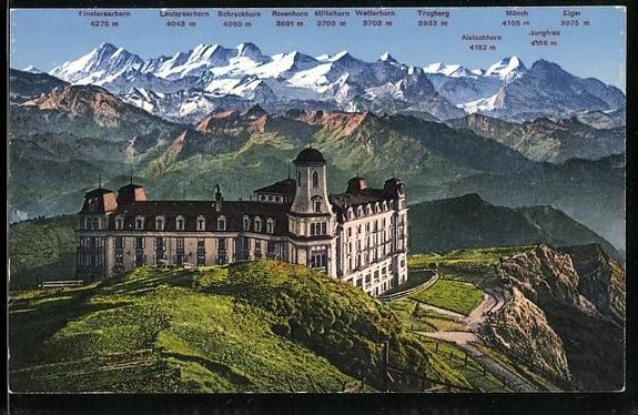 Cartes postales: Rigi-Kulm, Mit Berneralpen, Aletschhorn, – D'occasion à Berlin par bartko-reher