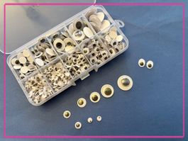 600x Wackelaugen Verschiedene Grössen - In Aufbewarungsbox