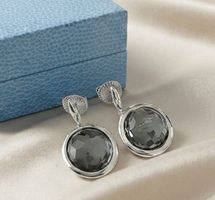 Silber 925 Ohrringe mit Bergkristall (Rhodiniert) - NEU
