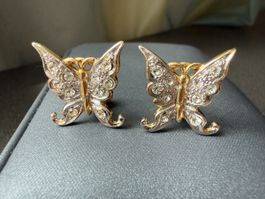 ✨Ohrringe Schmetterling Vintage, Goldfarbe mit Strasssteinen