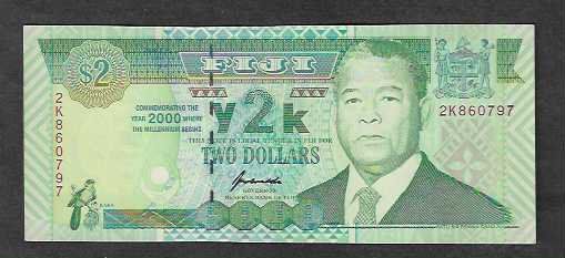 Banconote: Fiji  2  Dollars  Bankfrisch – Nuovo (secondo la descrizione) da Gordola venduto da coinsandnotes