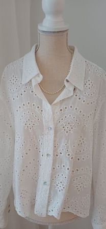 Festliches Sommerbluse mit Stickerei – Gr. M – Weiss 