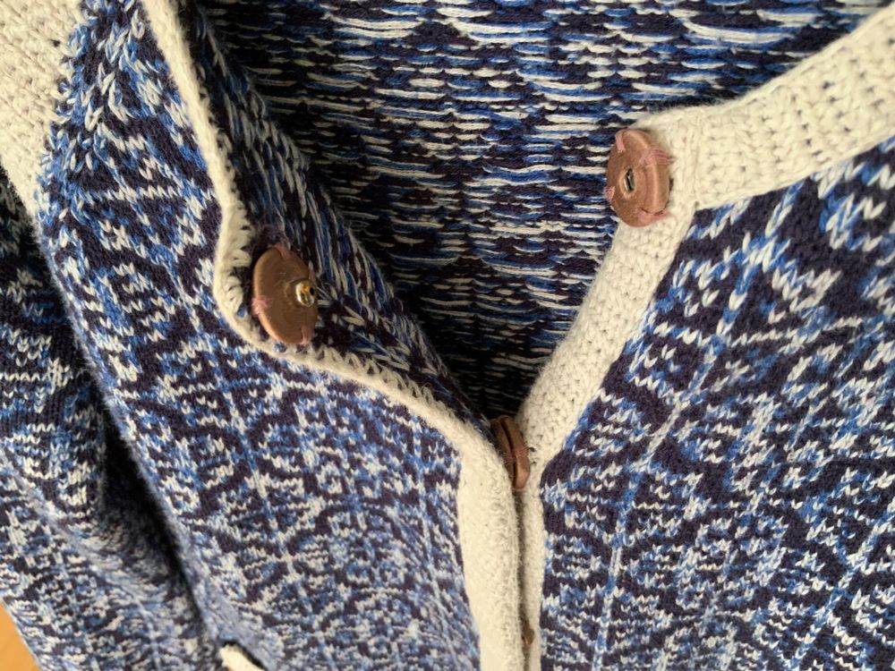 Odd Molly Strickjacke, 100% Baumwolle blau/weiss Grösse