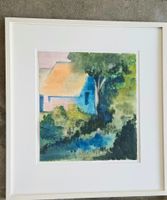 Aquarell-Bild "blaues Haus"