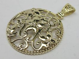 Vintage Anhänger Silber 925 + MP vergoldet Rosette Blume