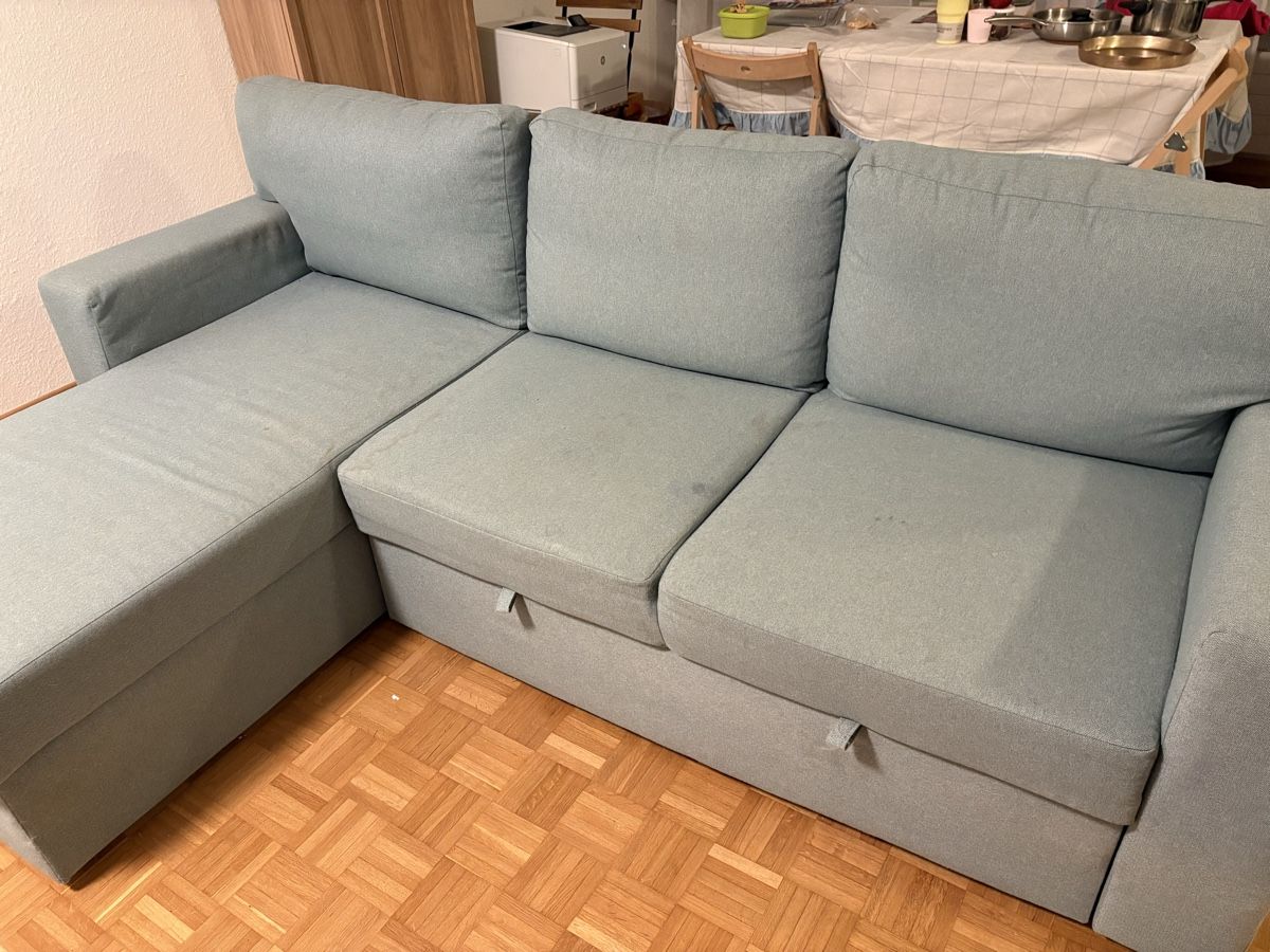 Ikea Sofas: Light grey-turquoise fabric sofa cum bed – Gebraucht aus Le Grand-Saconnex von Rav_Sha7