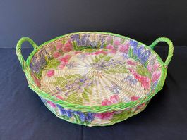 Vintage Korbschale, Aufbewährungskorbschale für Bastler