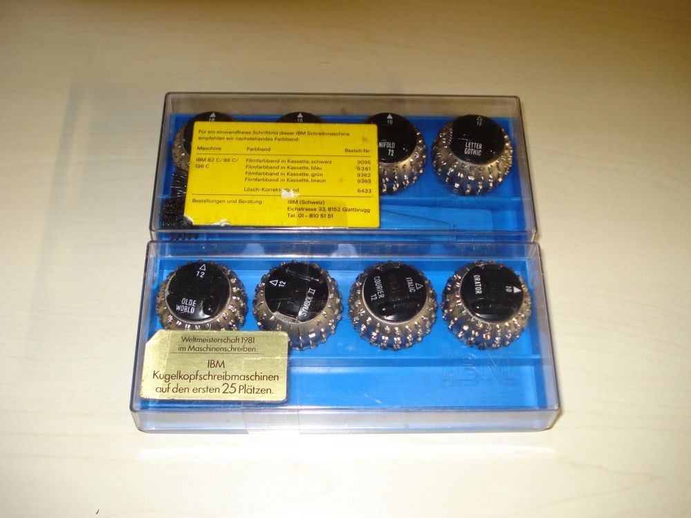 8 x Kugelkopf für IBM Schreibmaschinen Kaufen auf Ricardo