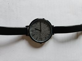 Schicke Damen Uhr Schwarz Glitzer Neuwertig Top Zustand!