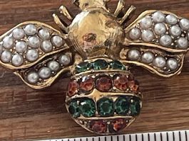 broche/pendentif vintage cuivrée veritables perlée  3,5X2,5