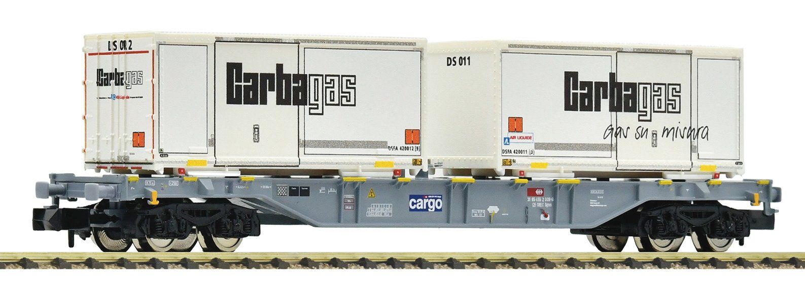 Fleischmann Modellini di ferrovie: Fleischmann 6660091 SBB Cargo Containertragwagen Carbagas – Nuovo e nell'imballaggio originale da Derendingen venduto da FischertraiNs