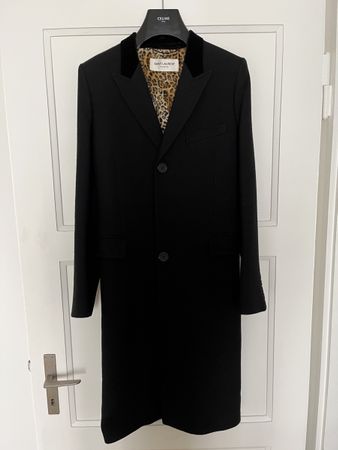 SLP FW16 VELVET COLLAR COAT with Leopard Lining