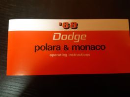 Bedienungsanleitung;   1968 Dodge Polara und Monaco