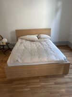 Double bed frame wooden look light oak finish used condition