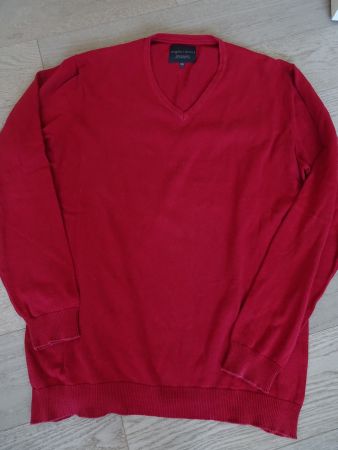 Pullover V-Ausschnitt dunkel rot, 100 % Baumwolle Gr. XXL