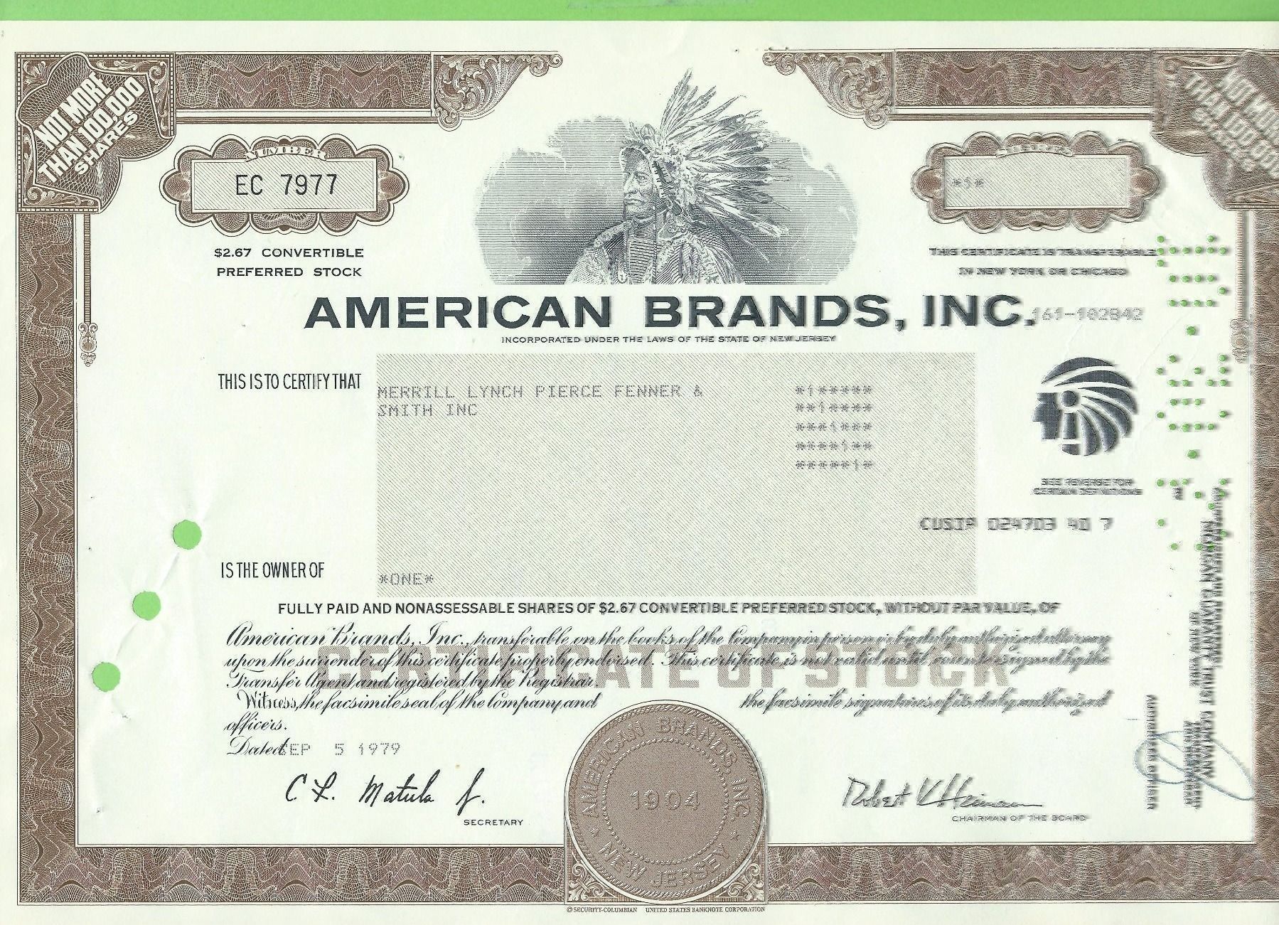 Alle Münzen: American Brands Inc. 1979 – Gebraucht aus Zürich von t24_de
