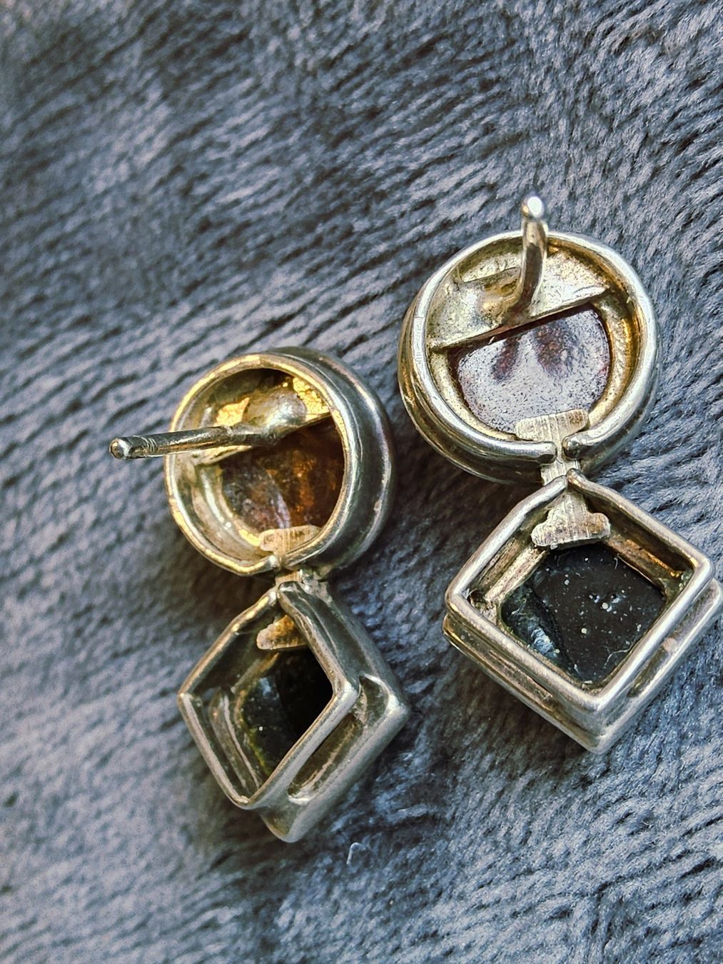 Orecchini pendenti & Orecchini a lobo: Vintage schicke Bernstein versilberte Ohrstecker – Usato da Zürich venduto da philpip 6