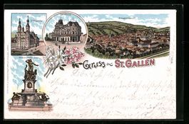 Litho St. Gallen, Unionbank, Stiftskirch