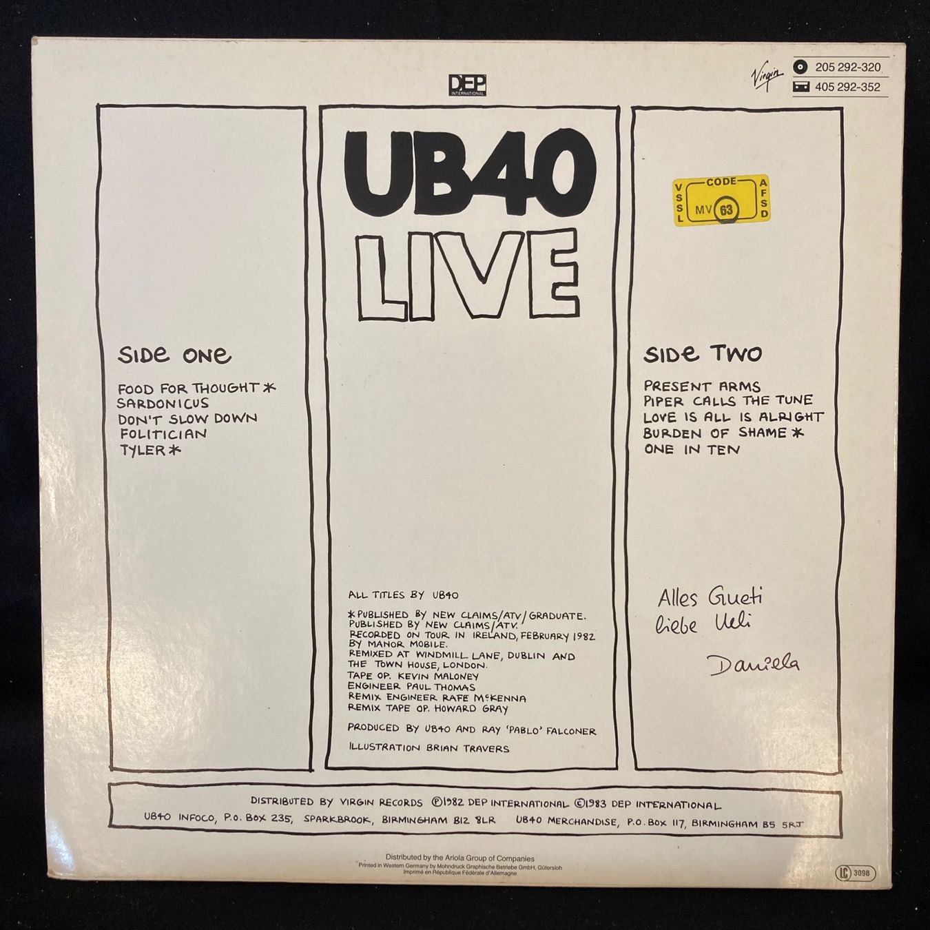 Vinyles: UB40 / Live – D'occasion à St.Gallen par Out-take 1