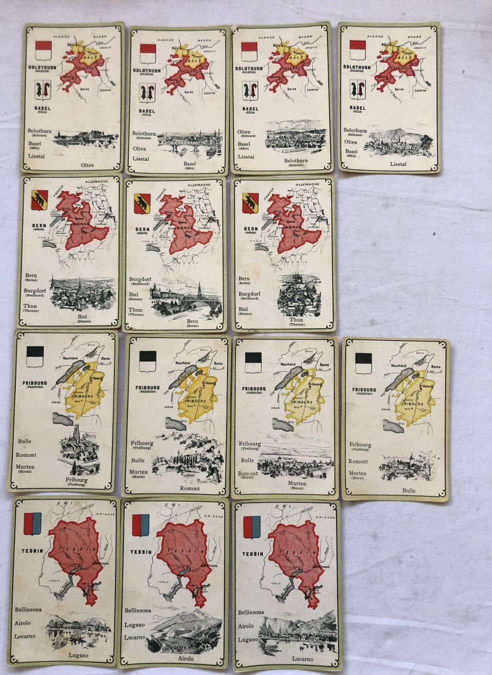 Giochi: Jeu des Cantons / Kantonsspiel Schweiz - Antikes Quartett – Usato da Schaffhausen venduto da durruti 5