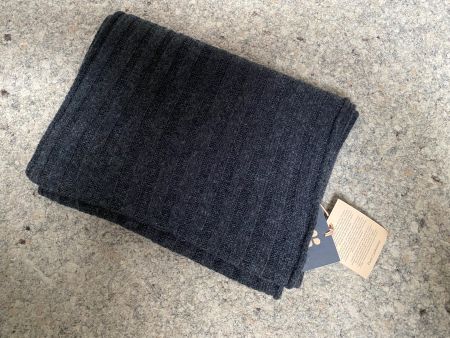 Schal 100% Kaschmir gestrickt anthrazit, NEU