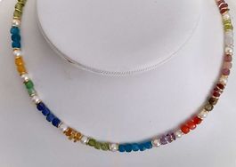 Edelstein-Halskette - Regenbogen  - natürliche Perlen