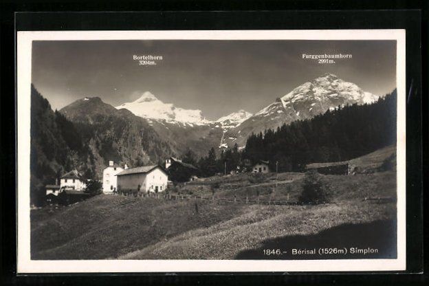 Cartoline postali: Bérisal, Simplon, Ortsansicht mit Blick – Usato da Berlin venduto da bartko-reher