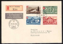 1945 Pro Patria Serie auf FDC "15.VI.45", Kat.750.-