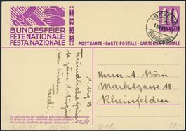 1935 - Pro Patria - Bundesfeierkarte - Stempel 1. August