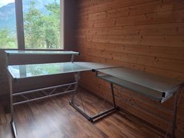 Eck-Bürotisch aus Glas zu verkaufen