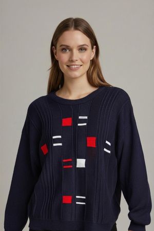 Carlo Colucci Sports Marineblauer Pullover mit roten &