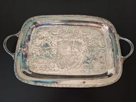 Grosser versilberter Serviertablett Marlboro Plate 51,5 cm