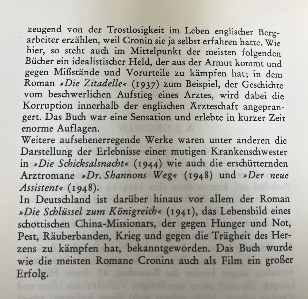 Bücher: 2Bücher von A.J.Cronin – Gebraucht aus Dussnang von jacabi1 2